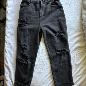 PacSun Charcoal black High Rise Straight leg Boyfriend Ripped Jeans Womens 28
